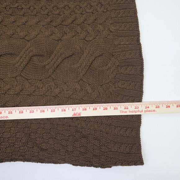 Cozy Brown Cable Knit Turtleneck Sweater - Picture 5 of 5